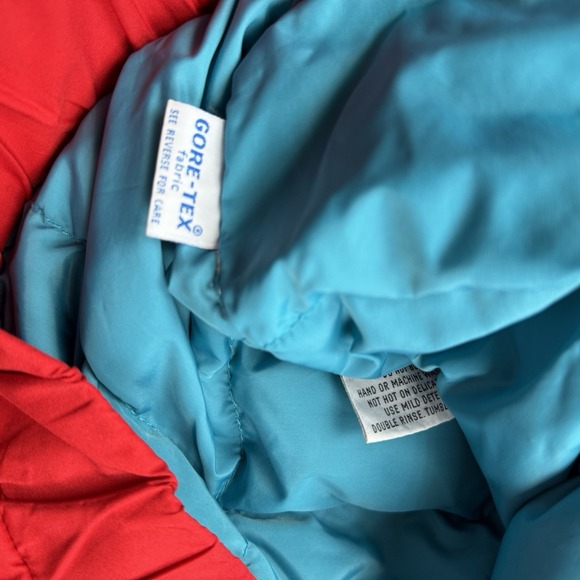 Vtg Eddie Bauer Gore-Tex Ski Jacket Premium Goose Down Mens Medium Red Blue Coat - Picture 12 of 14